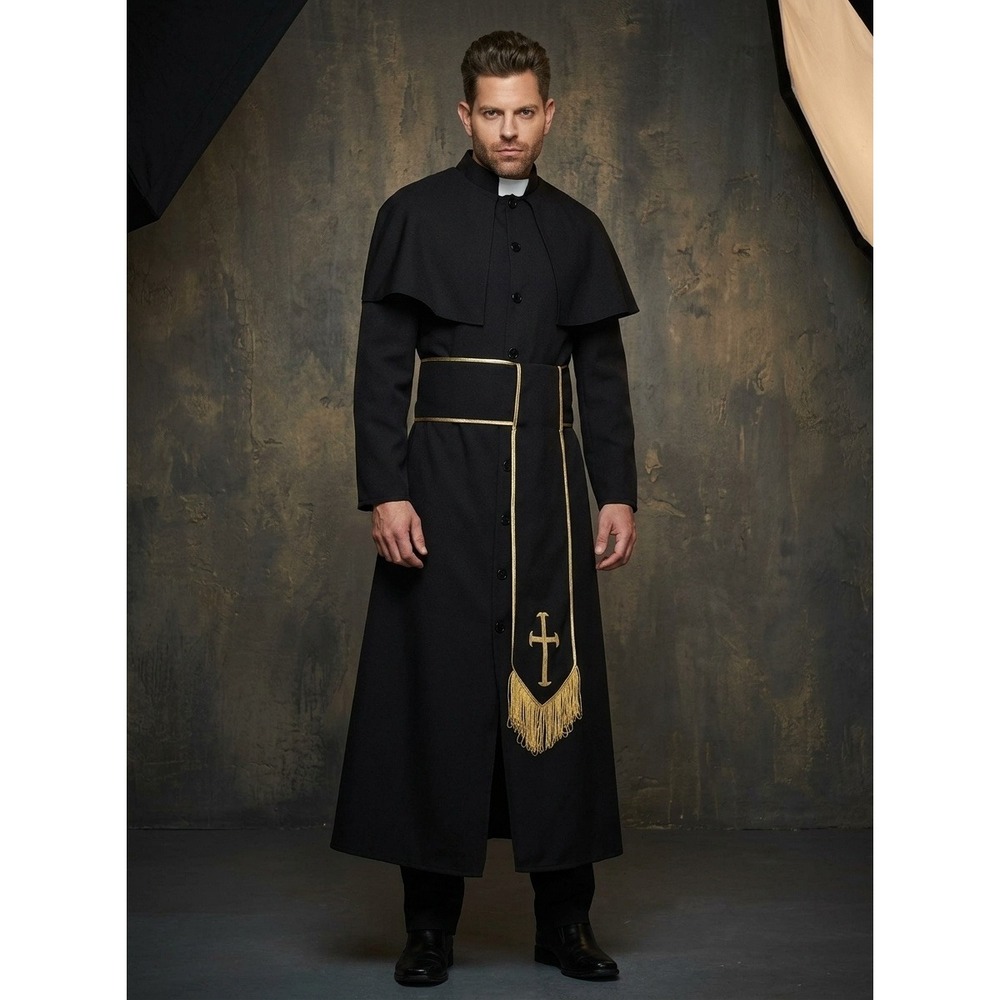Leg Avenue Mens Priest Costume Black Robe and Belt Set 85334 Size ML